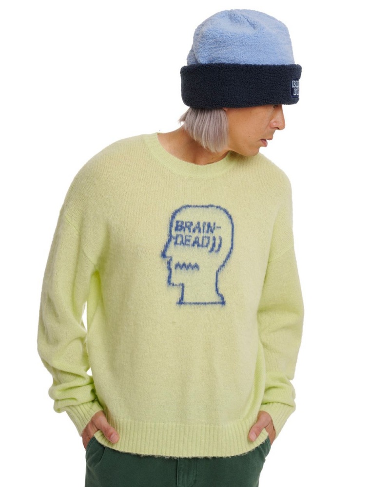 Green Brain Dead Logohead Pile Crewneck Sweater | AU 2659743-VC