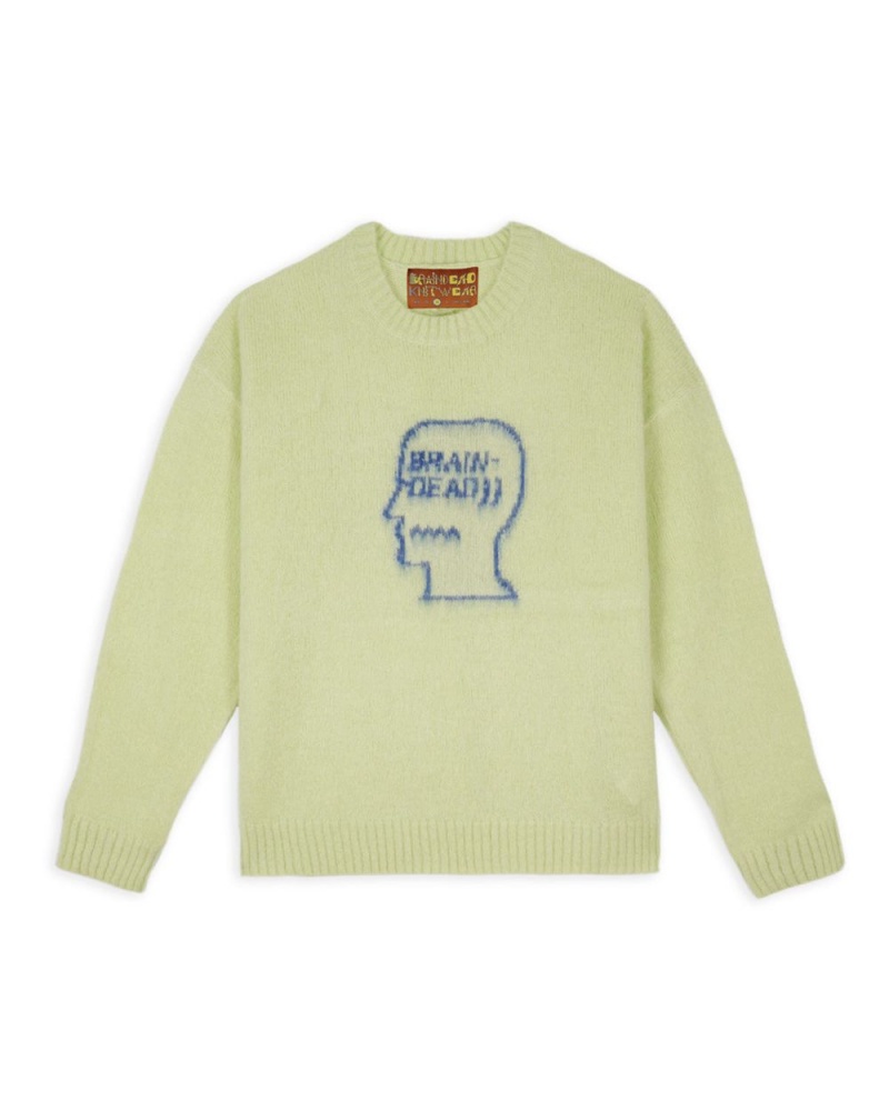 Green Brain Dead Logohead Pile Crewneck Sweater | AU 2659743-VC