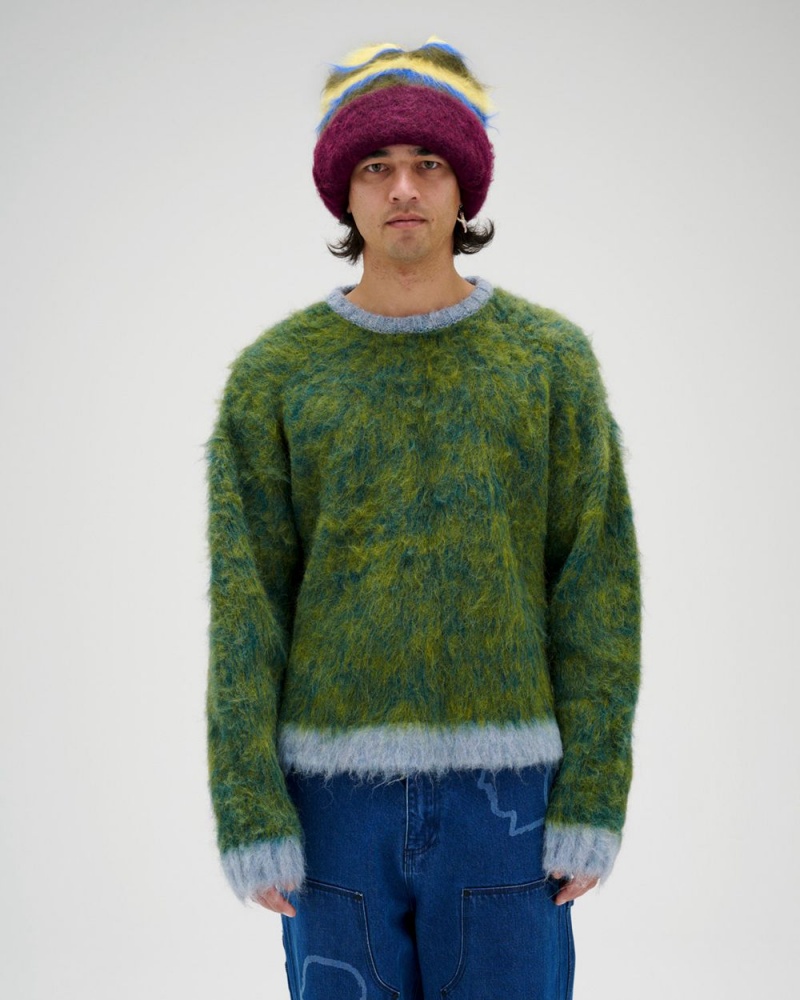 Green Brain Dead Marled Alpaca Crewneck Sweater | AU 2573140-PI