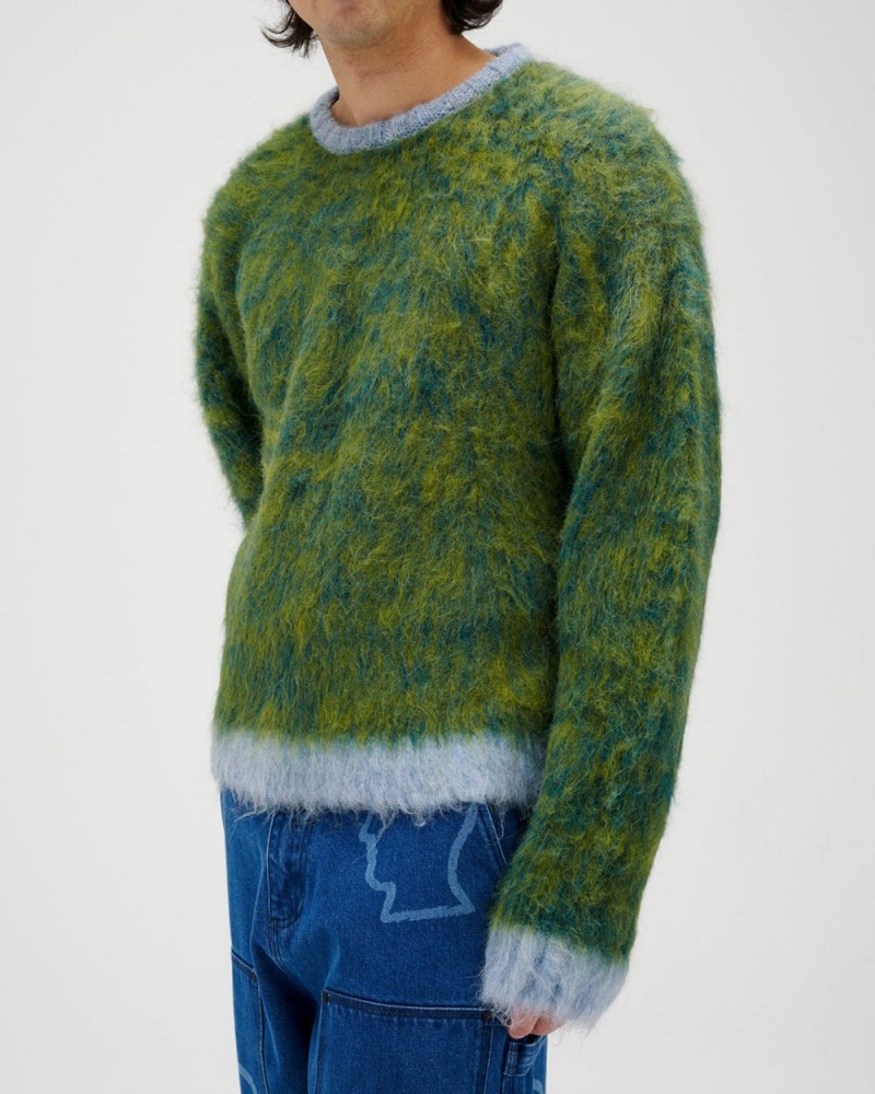 Green Brain Dead Marled Alpaca Crewneck Sweater | AU 2573140-PI