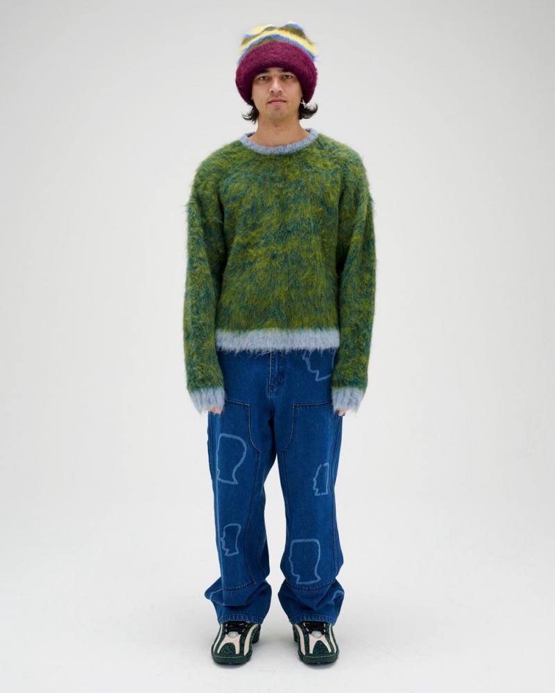 Green Brain Dead Marled Alpaca Crewneck Sweater | AU 2573140-PI