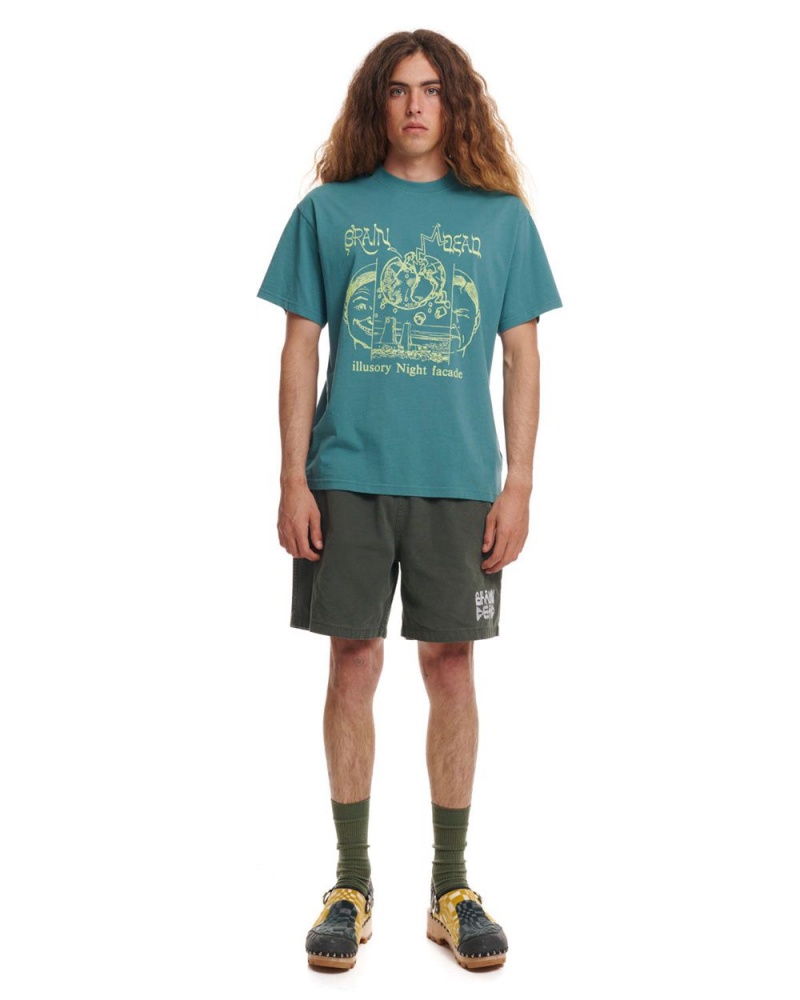 Green Brain Dead Night Facade T-Shirt | AU 6275981-ZT