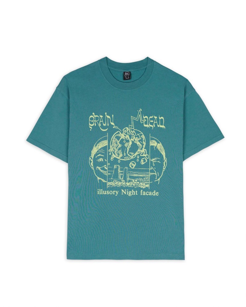 Green Brain Dead Night Facade T-Shirt | AU 6275981-ZT