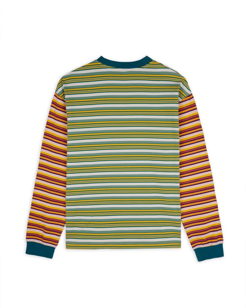 Green Brain Dead Nineties Blocked Striped Long Sleeve T-Shirt | AU 2467308-FN