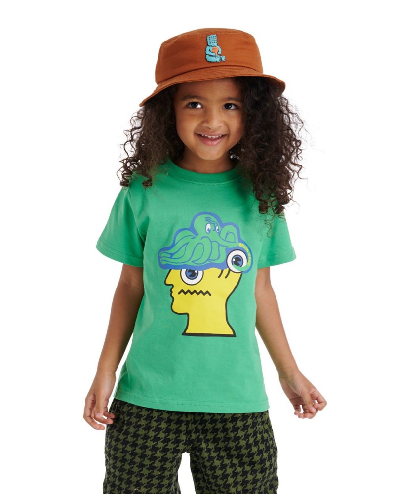 Green Brain Dead Octopus Kids T-Shirt | AU 0365482-UW