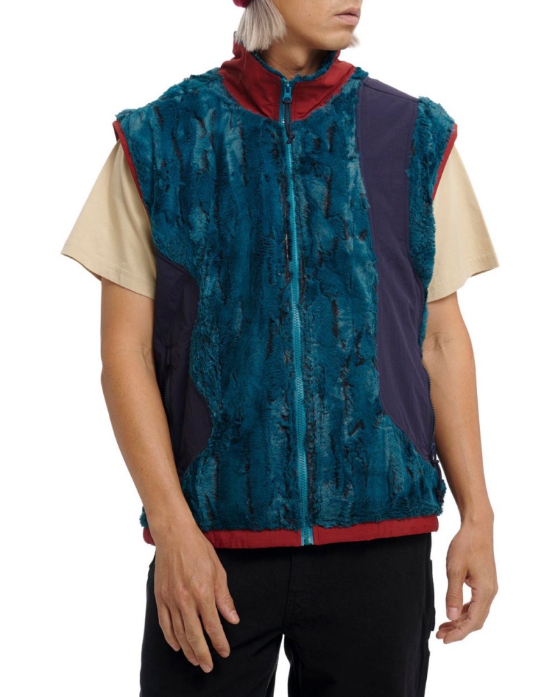 Green Brain Dead Organic Paneled Fur Vest | AU 0629538-HM