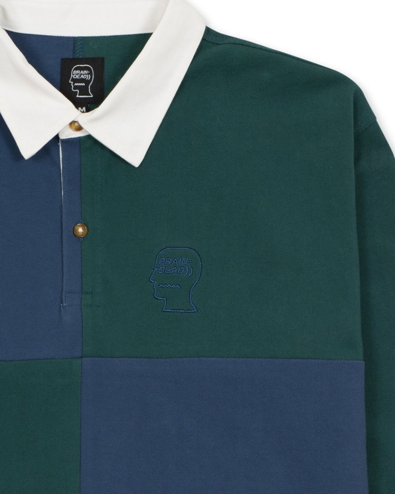 Green Brain Dead Paneled Rugby Shirt | AU 1703658-OV