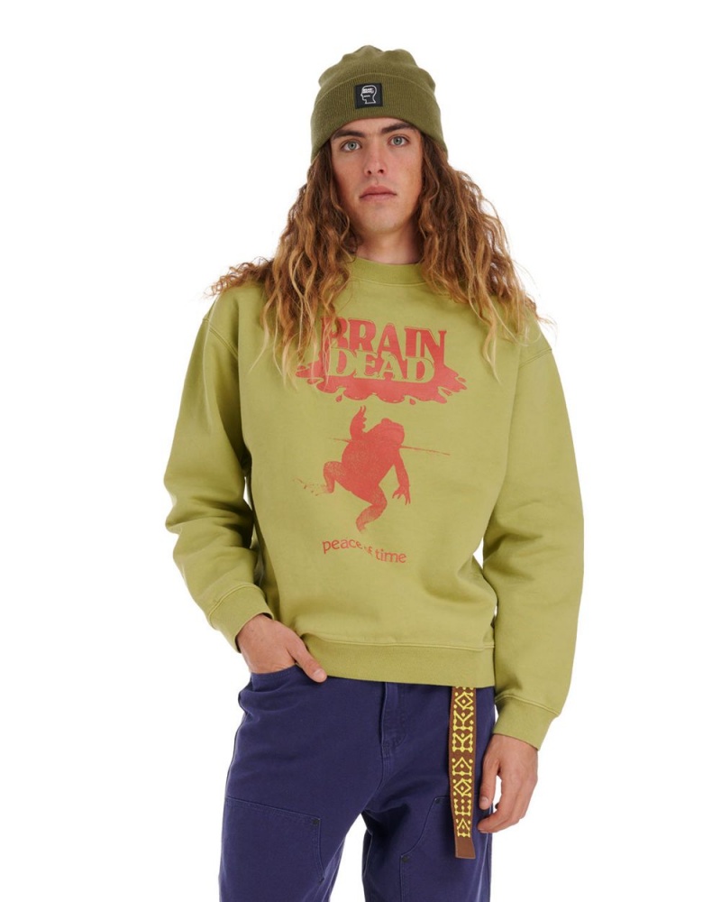 Green Brain Dead Peace Of Time Crewneck Sweatshirt | AU 3510869-XR