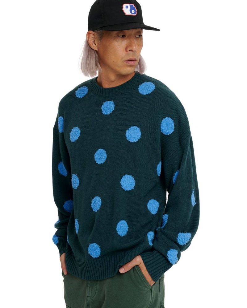 Green Brain Dead Polka Pile Crewneck Sweater | AU 1036478-NU