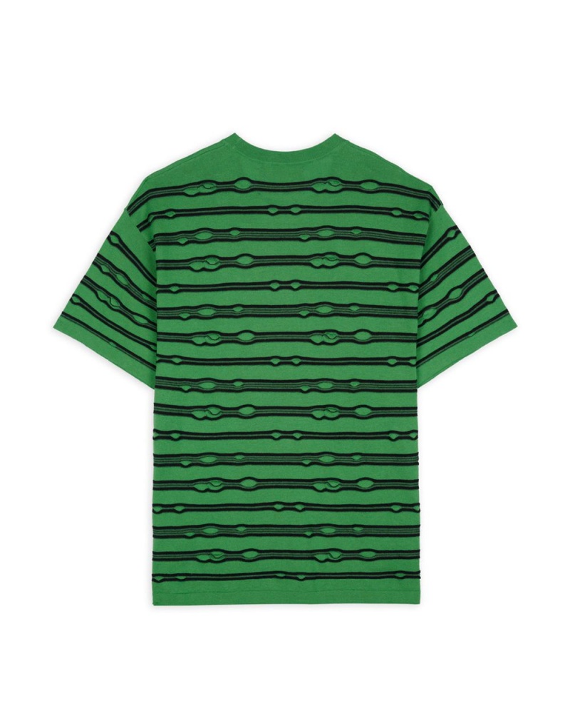 Green Brain Dead Puckered Striped T-Shirt | AU 3086712-SZ