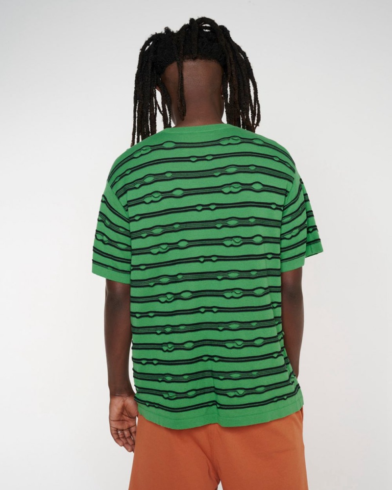 Green Brain Dead Puckered Striped T-Shirt | AU 3086712-SZ