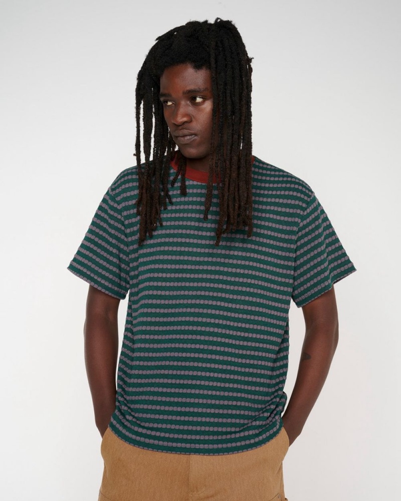 Green Brain Dead Raised Dot Striped T-Shirt | AU 3947602-RO