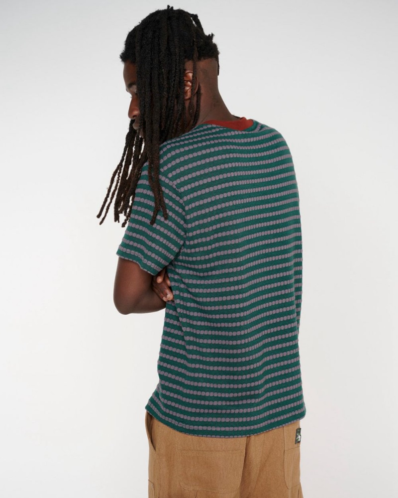 Green Brain Dead Raised Dot Striped T-Shirt | AU 3947602-RO