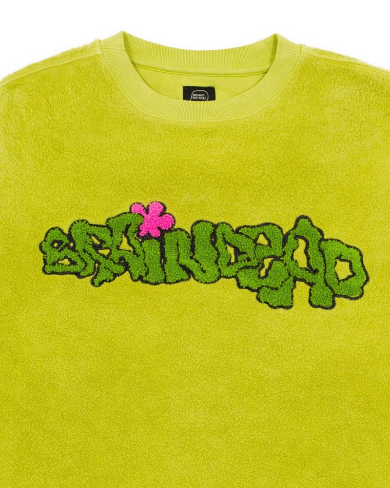 Green Brain Dead Slime Reverse Fleece Crewneck Sweatshirt | AU 8029435-AZ