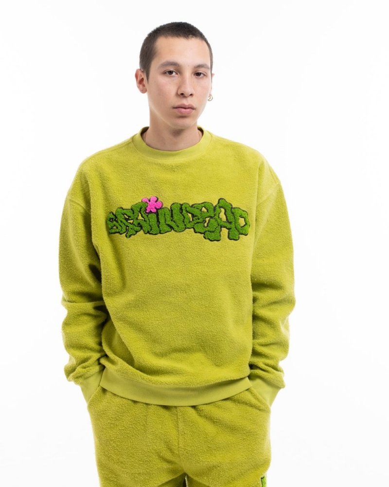 Green Brain Dead Slime Reverse Fleece Crewneck Sweatshirt | AU 8029435-AZ