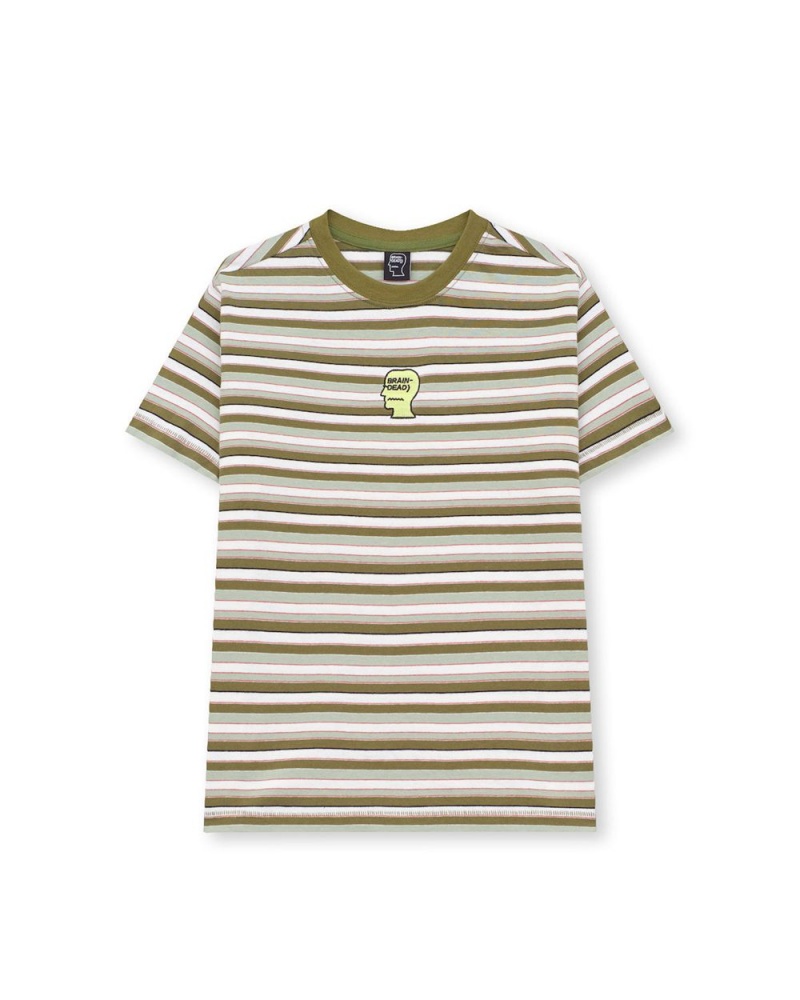 Green Brain Dead Striped Baby T-Shirt | AU 0812647-ZN