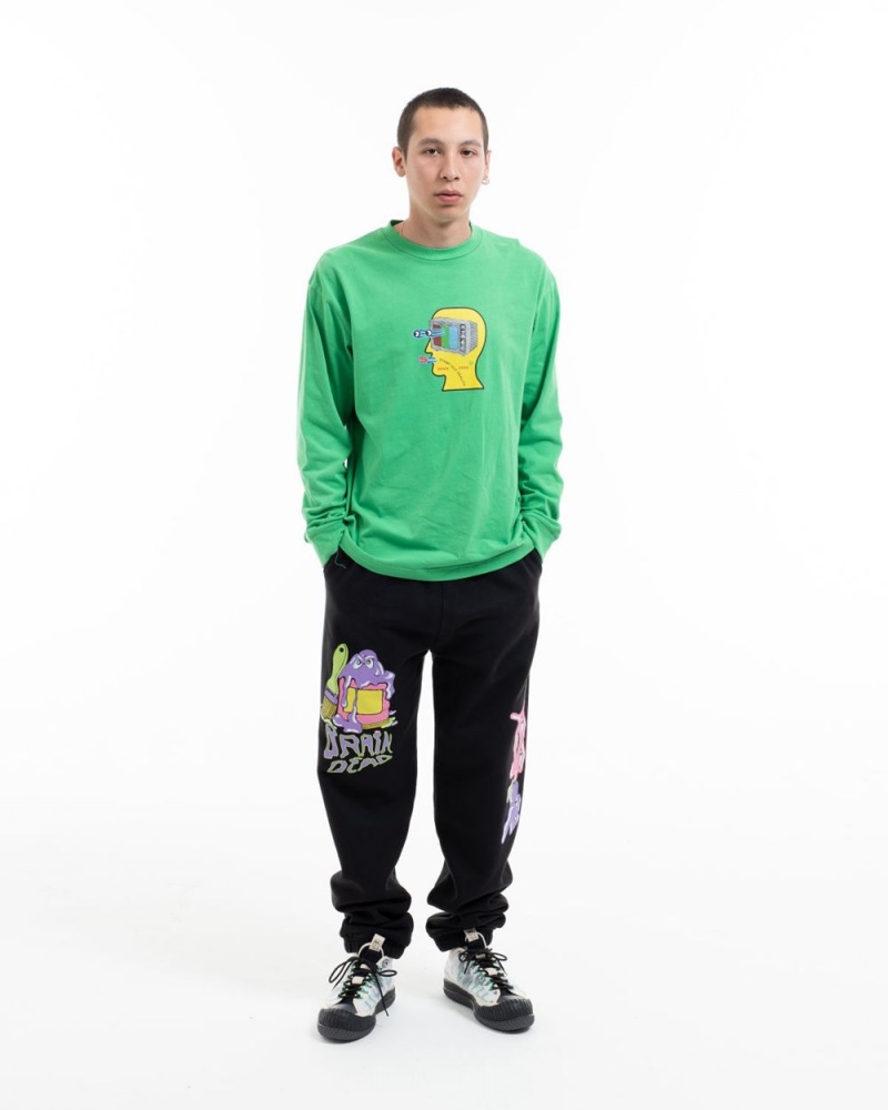 Green Brain Dead Tele Eyes Long Sleeve T-Shirt | AU 0829634-LV