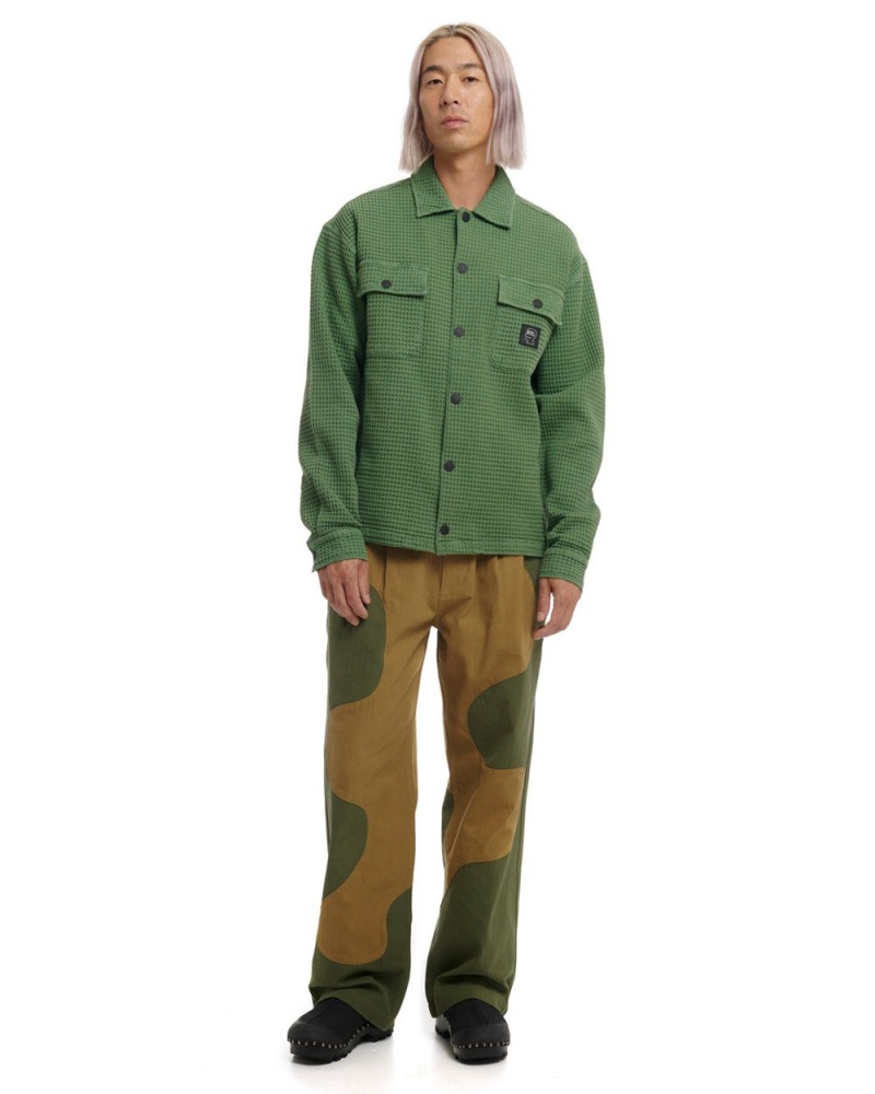 Green Brain Dead Waffle Snap Front Shirt | AU 5967134-ZV