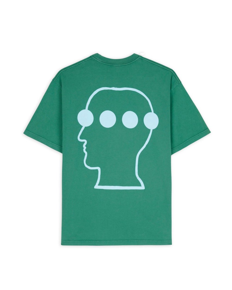 Green Brain Dead X Them Skates Logo Head Dots T-Shirt | AU 3465029-VW