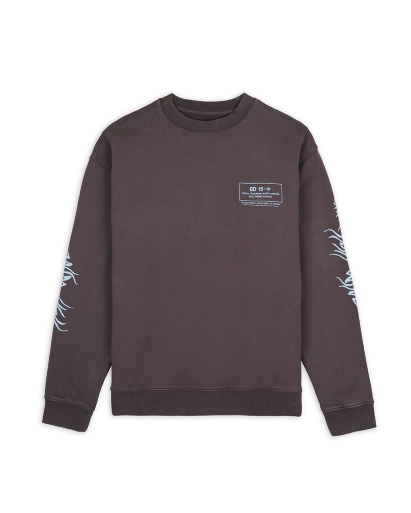 Grey Brain Dead Electronic Attack Crewneck Sweatshirt | AU 3956210-PJ