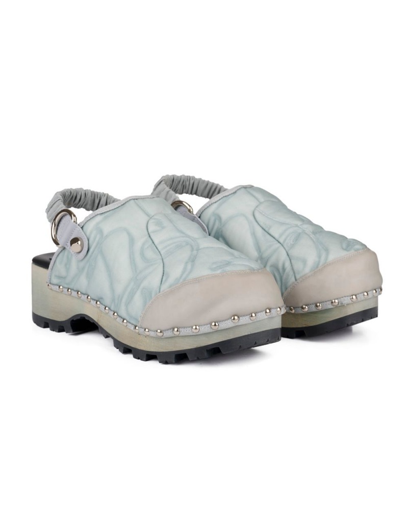 Grey Brain Dead Energy Absorber Debossed Zoccolo Shoes | AU 5602178-LK