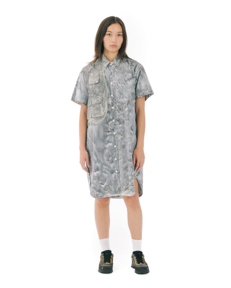 Grey Brain Dead Liquid Dye Utility Shirt Dress | AU 7139062-RZ