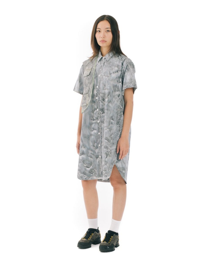 Grey Brain Dead Liquid Dye Utility Shirt Dress | AU 7139062-RZ