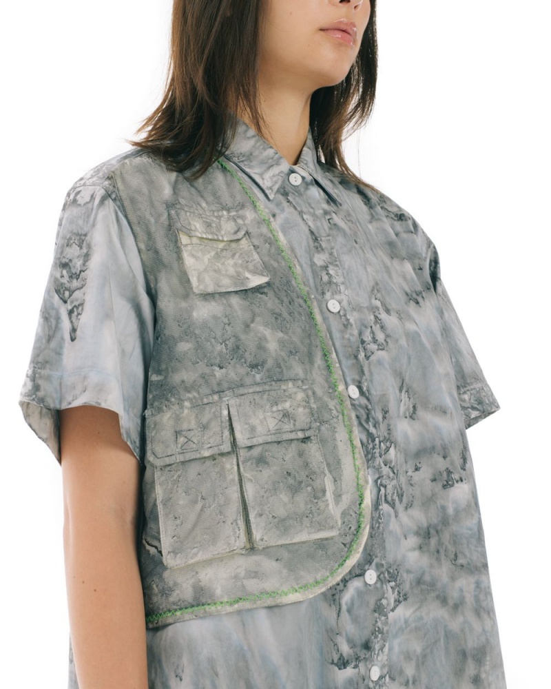 Grey Brain Dead Liquid Dye Utility Shirt Dress | AU 7139062-RZ