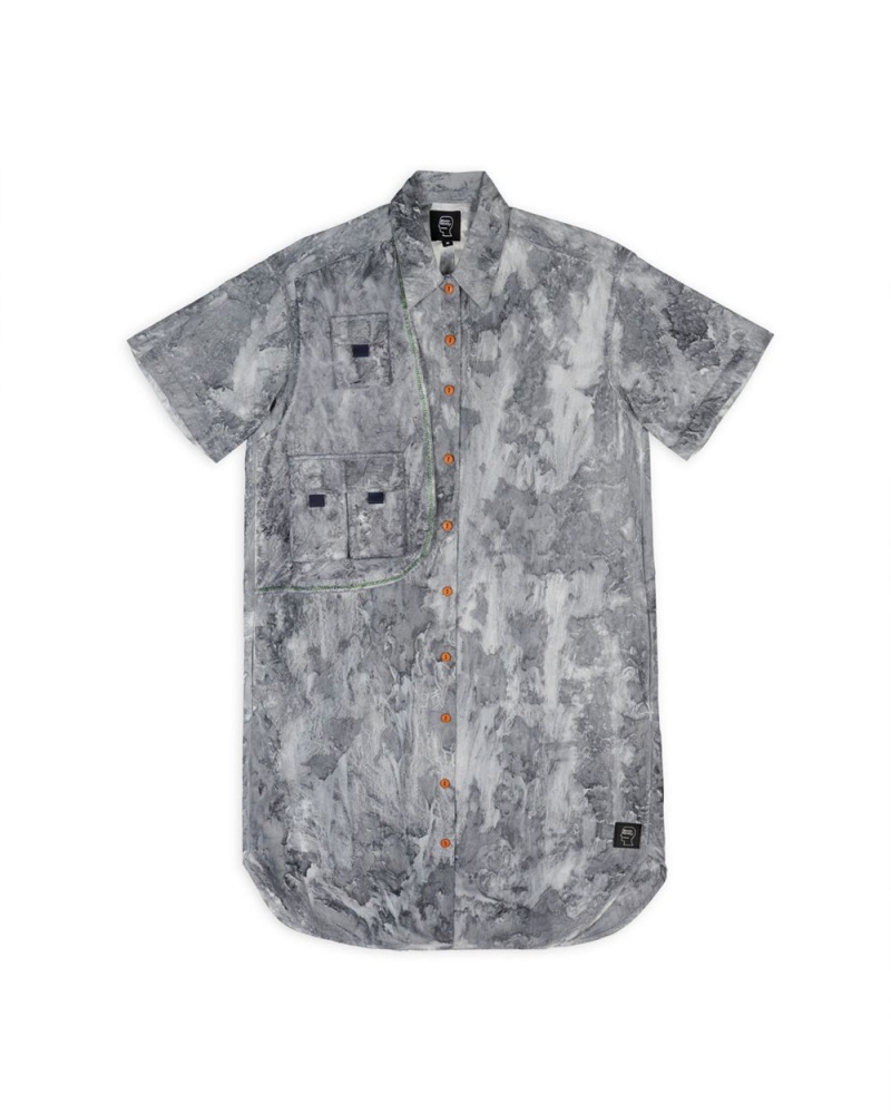 Grey Brain Dead Liquid Dye Utility Shirt Dress | AU 7139062-RZ