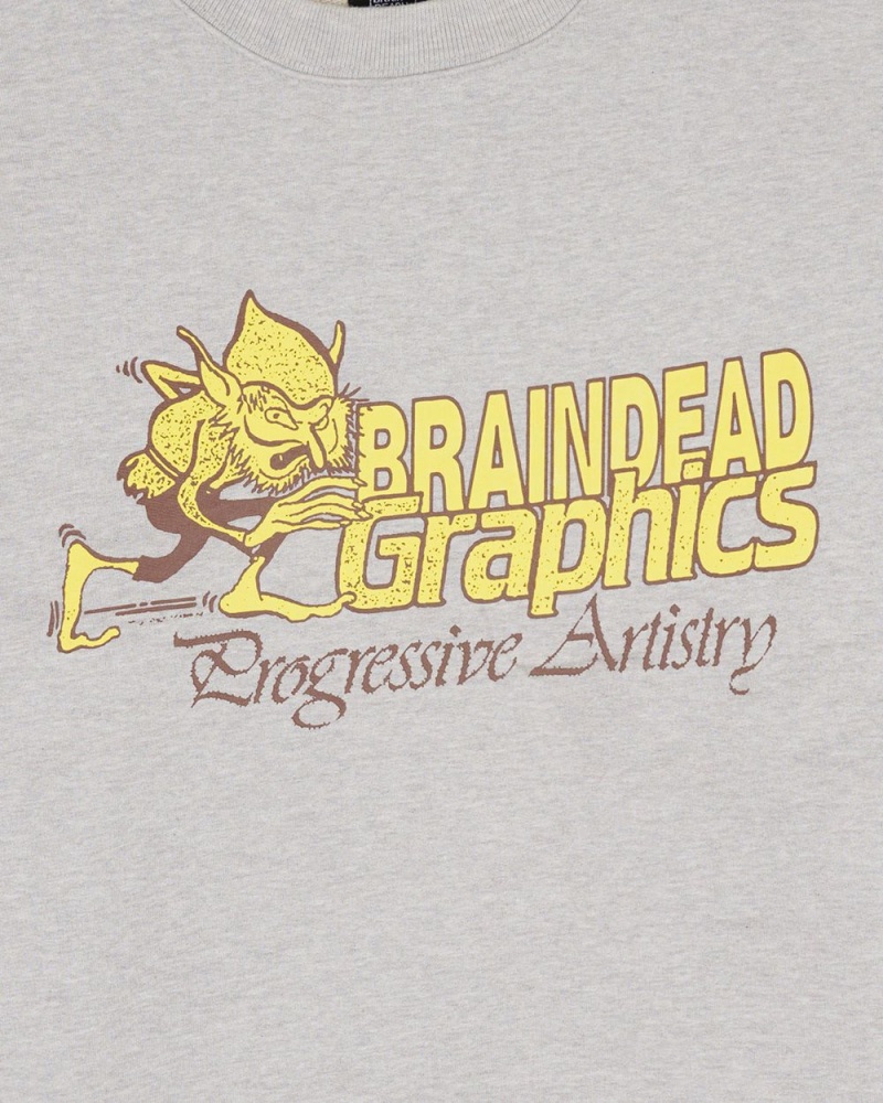 Grey Brain Dead Progressive Artistry Crewneck Sweatshirt | AU 9156420-TN