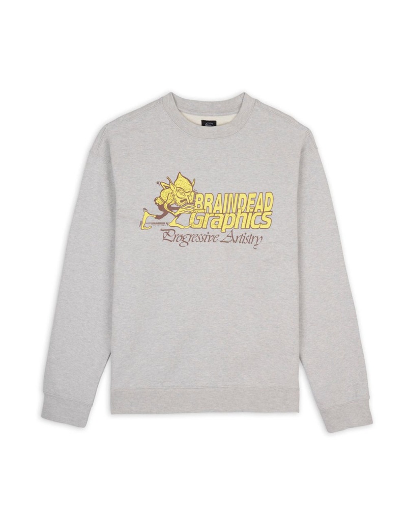 Grey Brain Dead Progressive Artistry Crewneck Sweatshirt | AU 9156420-TN