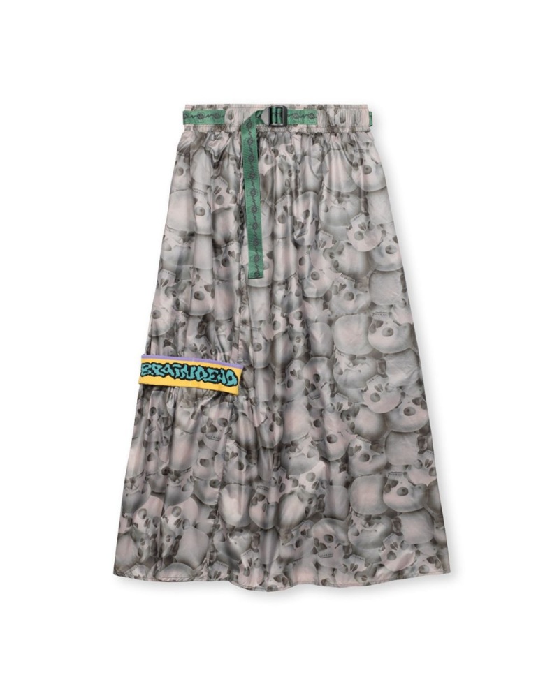 Grey Brain Dead Skeleton Paneled Skirt | AU 9623104-WI