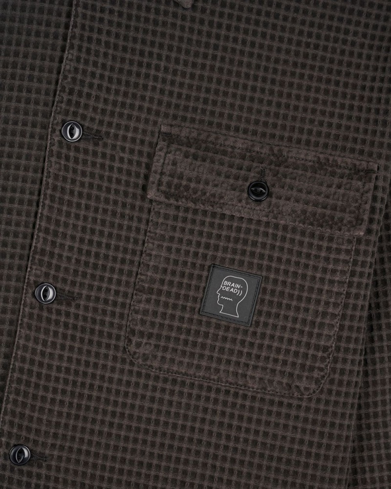 Grey Brain Dead Waffle Button Front Shirt | AU 2615379-EQ