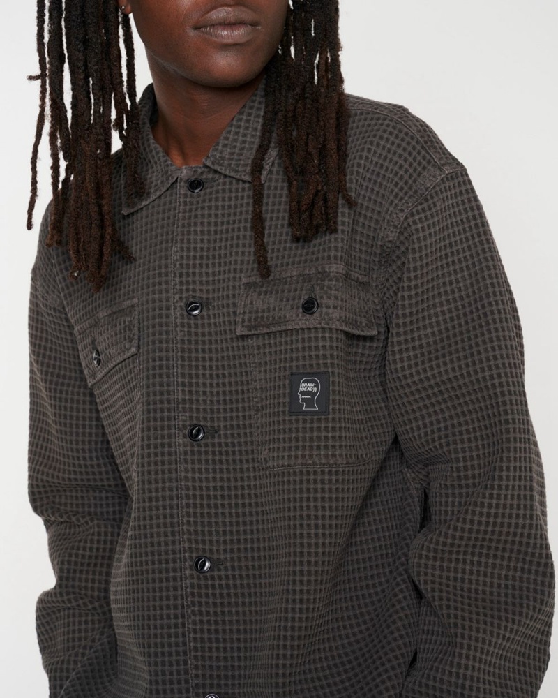 Grey Brain Dead Waffle Button Front Shirt | AU 2615379-EQ