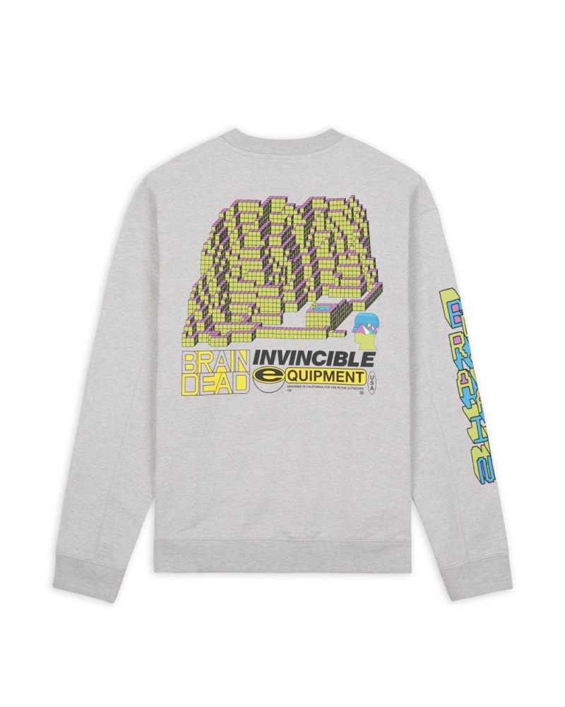 Grey Brain Dead X Invincible Building Blocks Crewneck Sweatshirt | AU 9681457-ND