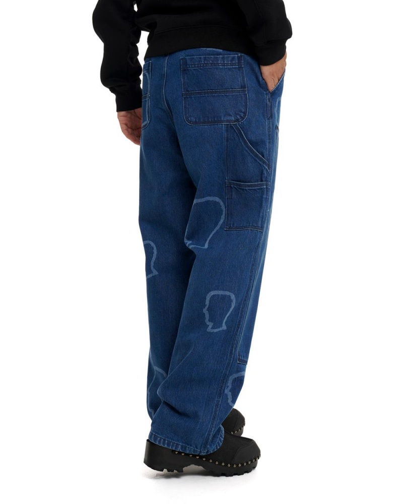 Indigo Brain Dead Logohead Denim Double Knee Utility Pant | AU 5041839-OM