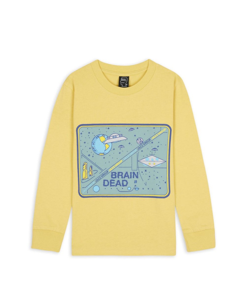 Lemon Brain Dead Galaxy Kids Long Sleeve T-Shirt | AU 5910624-AC