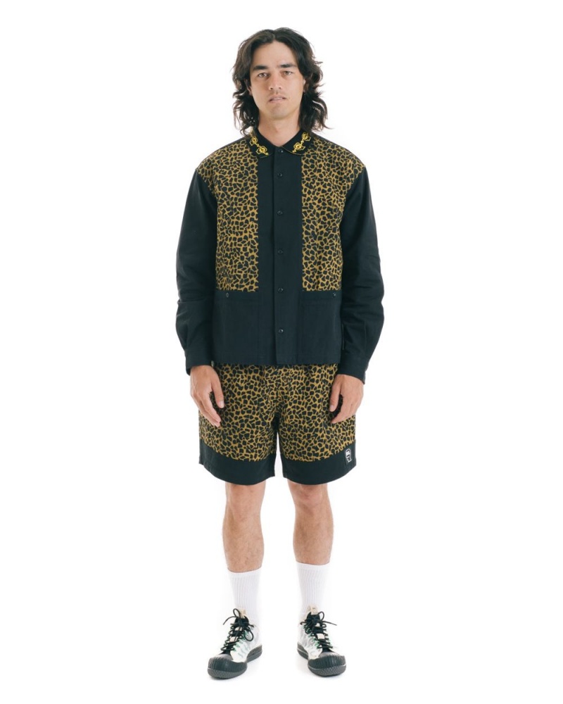 Leopard Black Brain Dead Cheetah Cabana Shirt | AU 2381706-KR