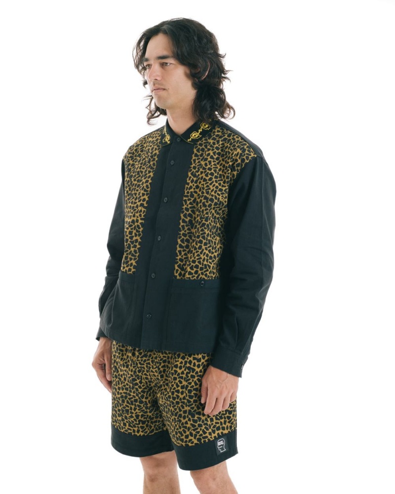 Leopard Black Brain Dead Cheetah Cabana Shirt | AU 2381706-KR