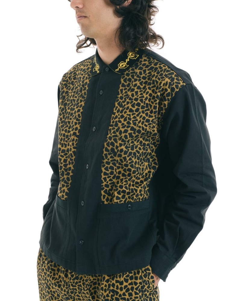 Leopard Black Brain Dead Cheetah Cabana Shirt | AU 2381706-KR