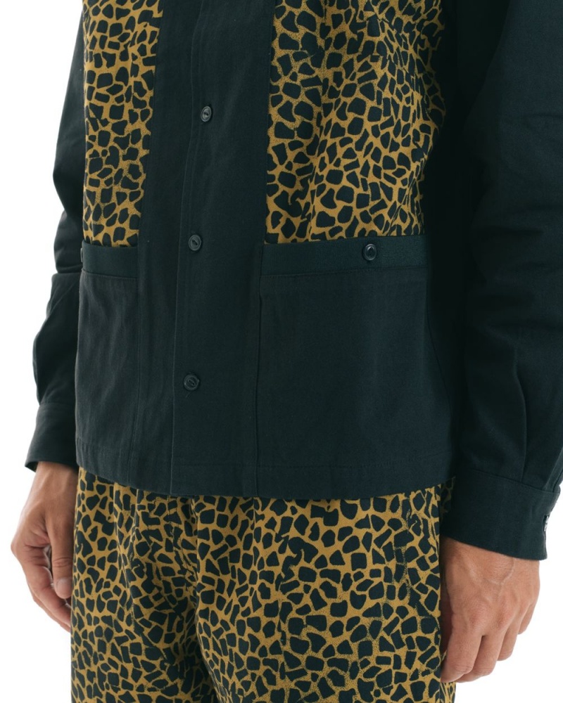 Leopard Black Brain Dead Cheetah Cabana Shirt | AU 2381706-KR