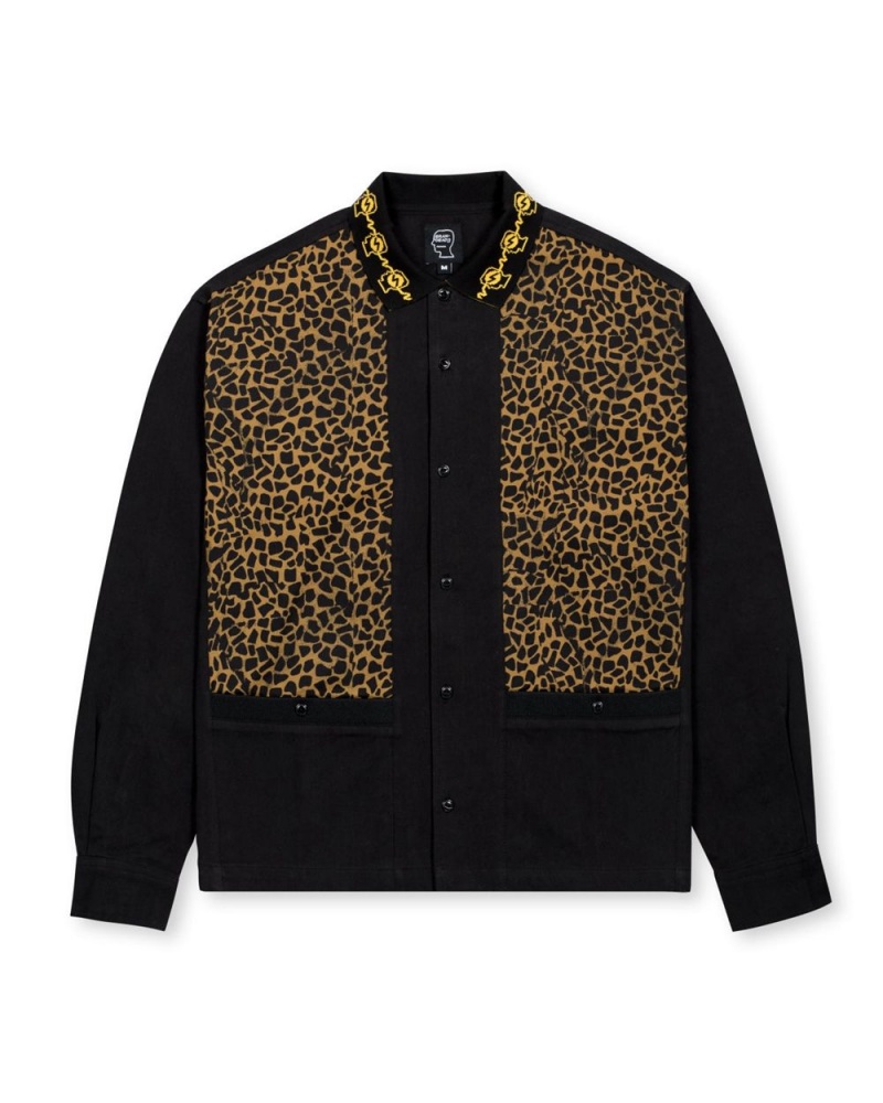 Leopard Black Brain Dead Cheetah Cabana Shirt | AU 2381706-KR