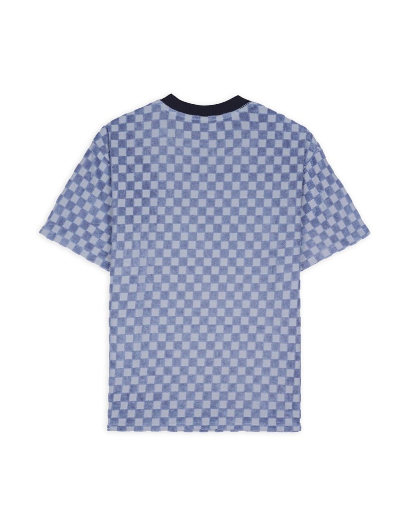 Light Blue Brain Dead Check Burnout T-Shirt | AU 3695420-GQ