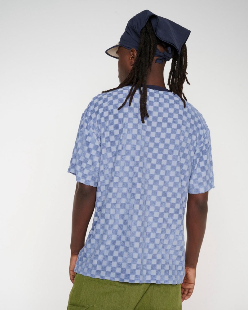 Light Blue Brain Dead Check Burnout T-Shirt | AU 3695420-GQ