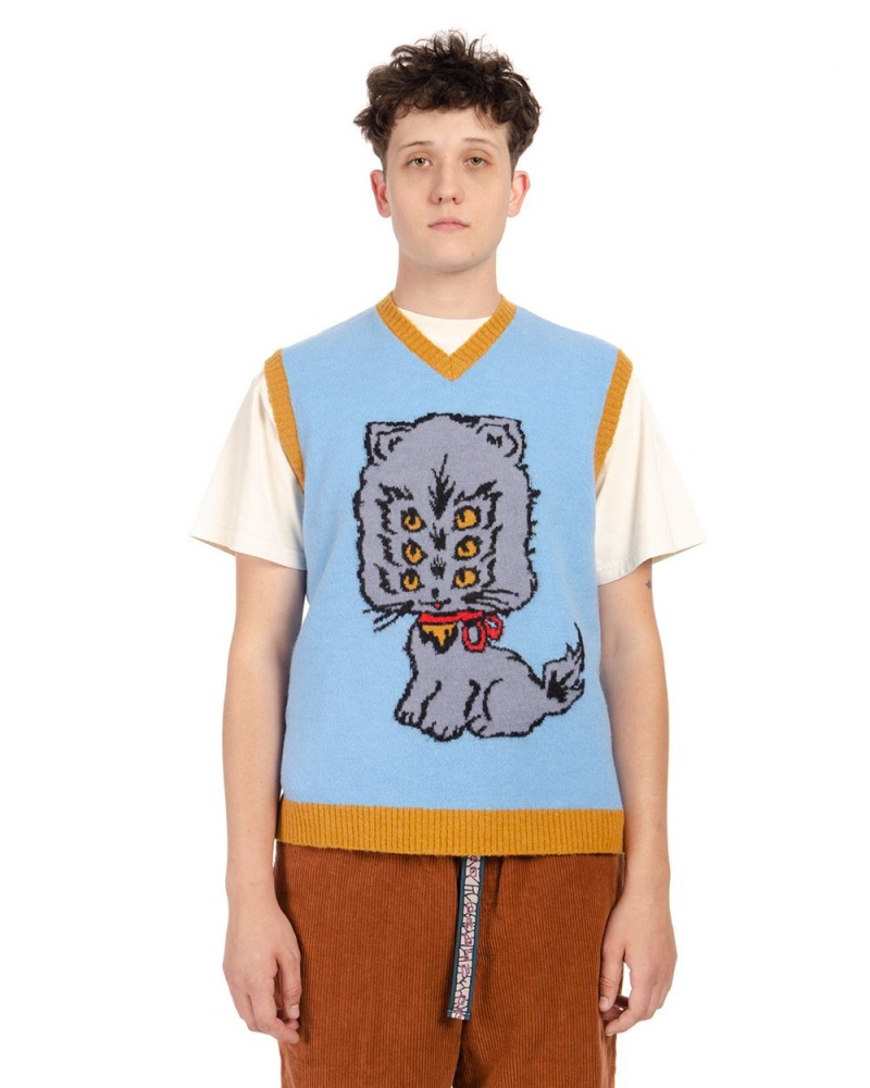 Light Blue Brain Dead Kitty Cat Sweater Vest | AU 2841679-WP