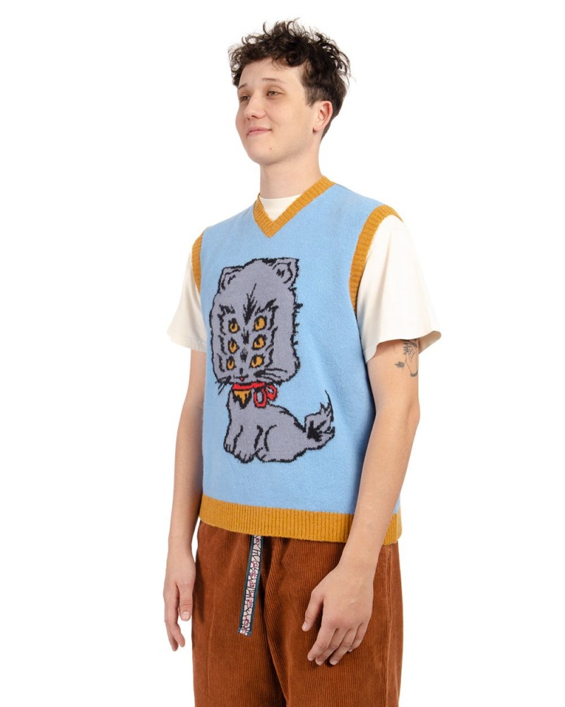 Light Blue Brain Dead Kitty Cat Sweater Vest | AU 2841679-WP