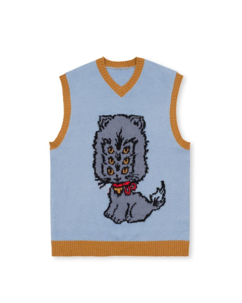 Light Blue Brain Dead Kitty Cat Sweater Vest | AU 2841679-WP