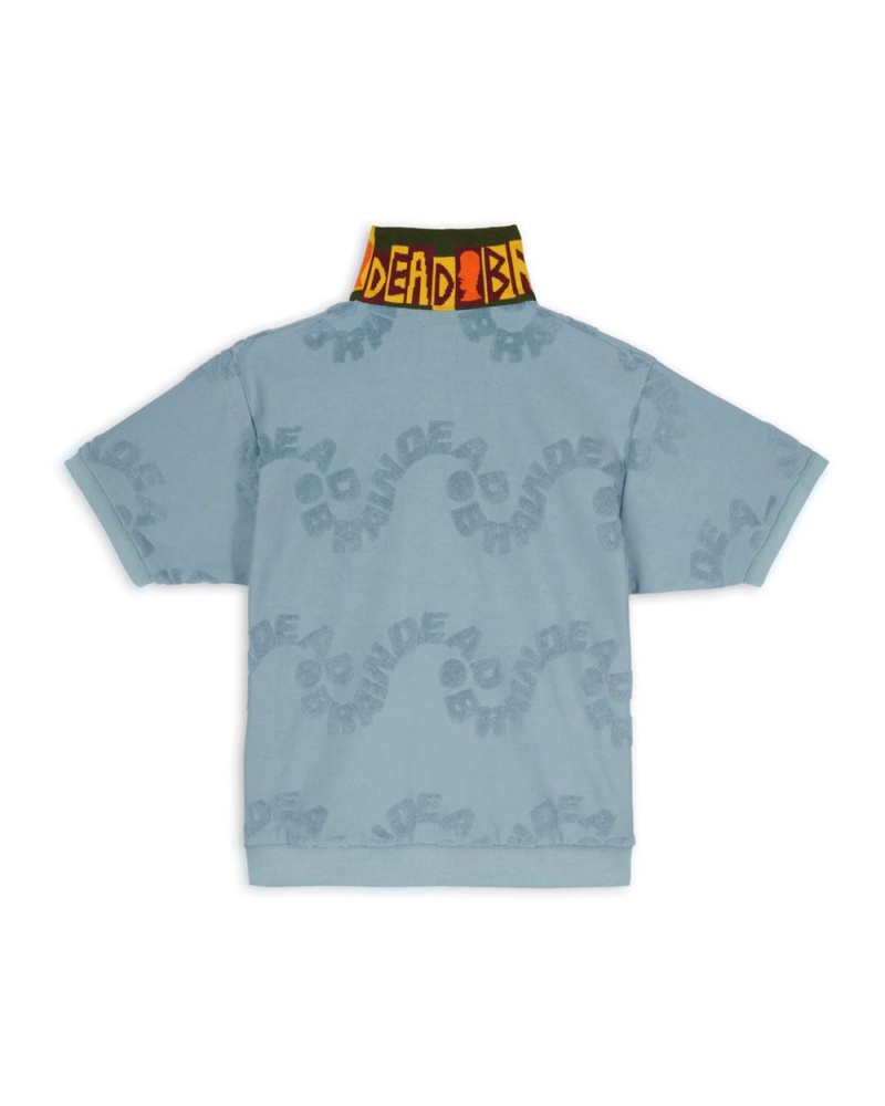 Light Blue Brain Dead Link Burnout Mock Neck Shirt | AU 1273986-TH