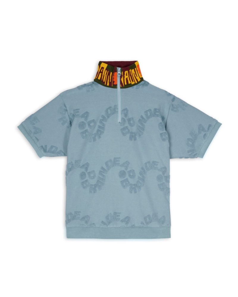 Light Blue Brain Dead Link Burnout Mock Neck Shirt | AU 1273986-TH