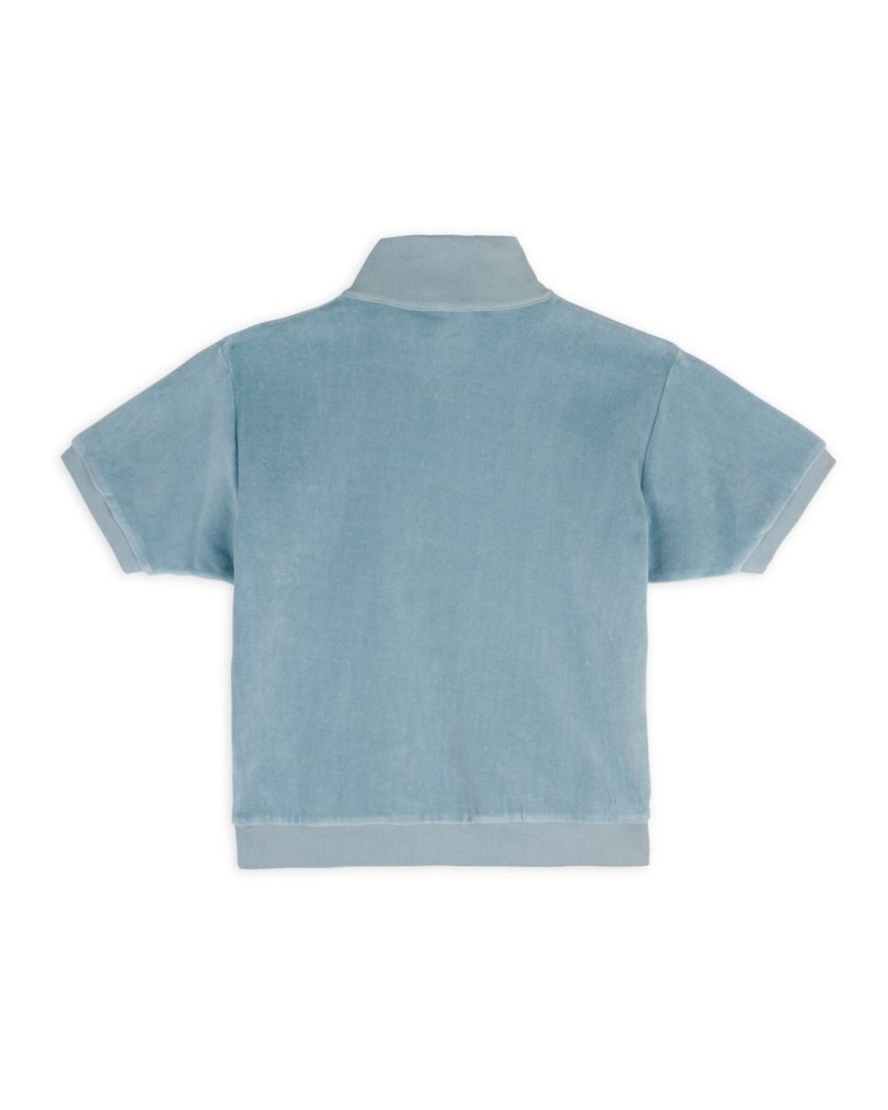 Light Blue Brain Dead Linked Short Sleeve Mock Neck Shirt | AU 3857419-QB